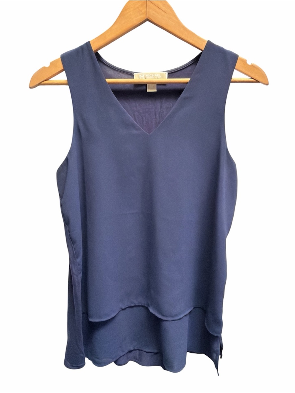 Michael Kors Navy Sleeveless V-Neck Layered Shell Top size S